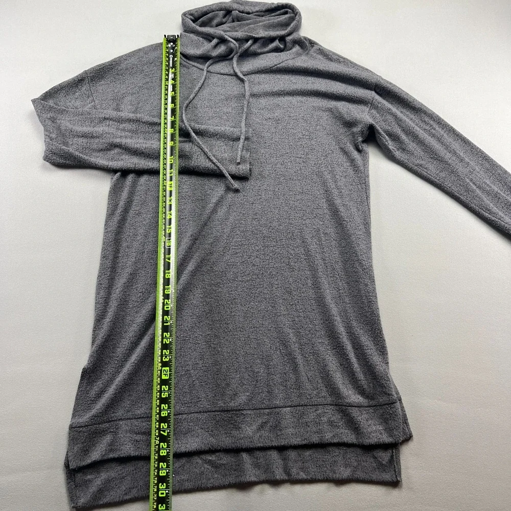 Ginger G Tunic Sweater Womens Small Heather Gray Stretch Cowl Neck High Low Hem